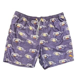 Tommy Bahama Swim Trunks Ship in bottle design Men XL Lined Pockets drawstring